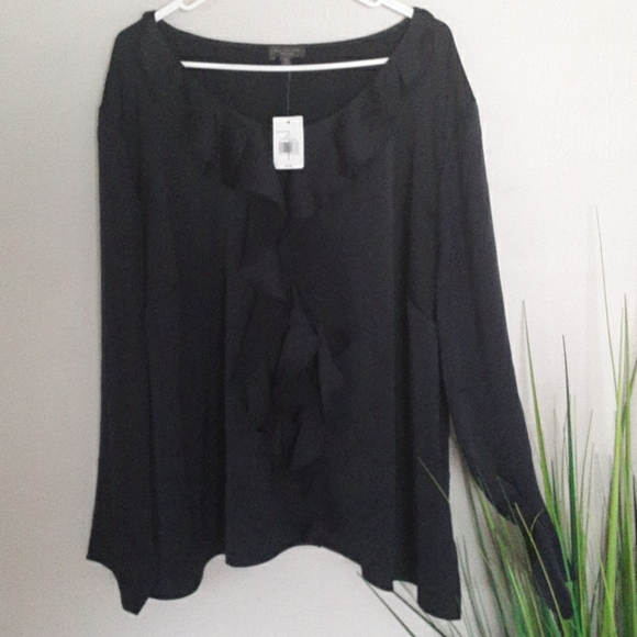 The Limited Tops - THE LIMITED ROUND NECK RUFFLE ACCENT BLOUSE